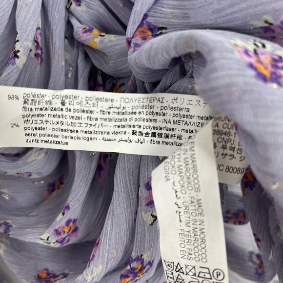 Zara Mauve Printed Ruched Blouse Purple Floral Small NWT - Picture 7 of 9